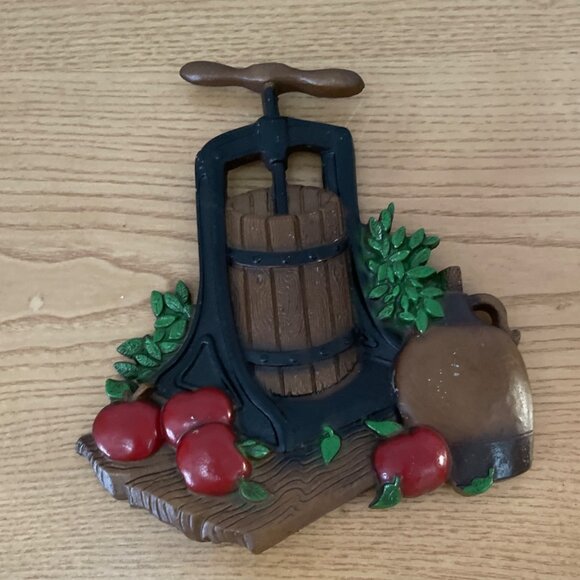 Vintage Homco Apple Cider Press Corn Mill 1978 Metal Wall Hanging Decor Set - Picture 2 of 11